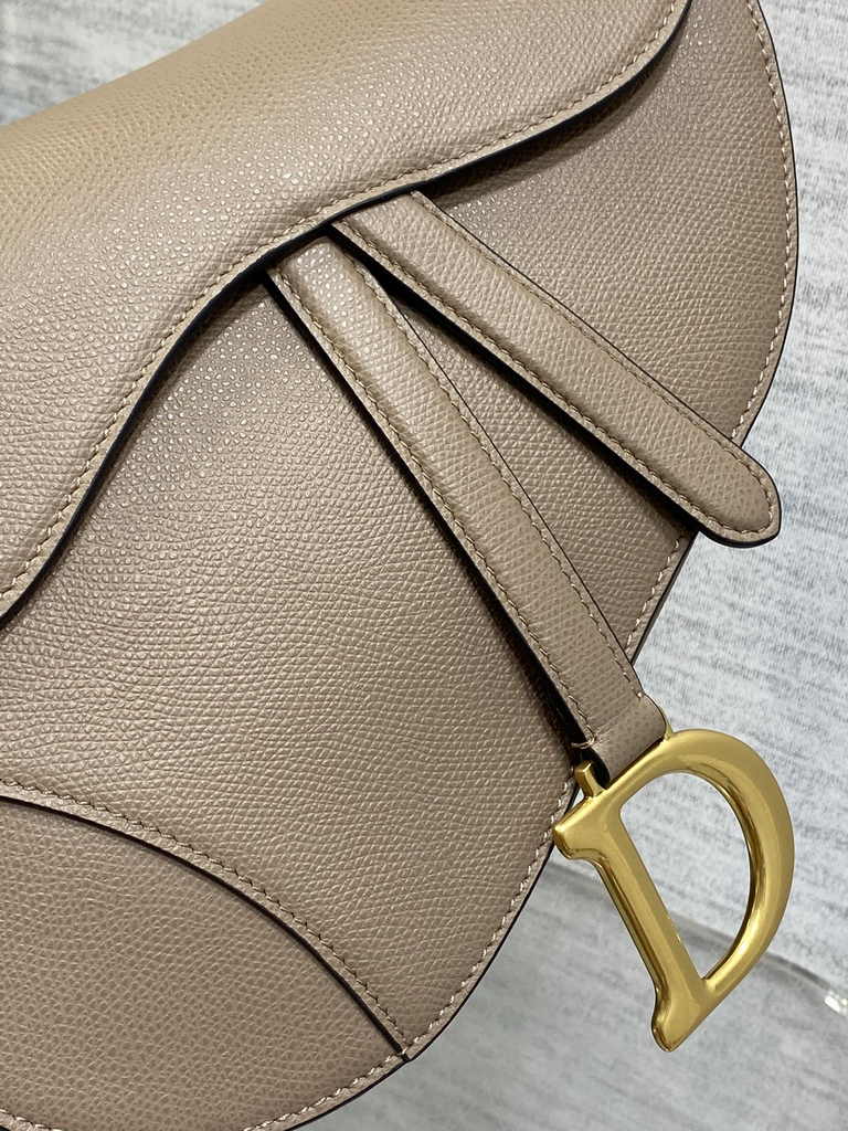 Dior Saddle Bag with Strap M0455 Warm Taupe Grained Calfskin