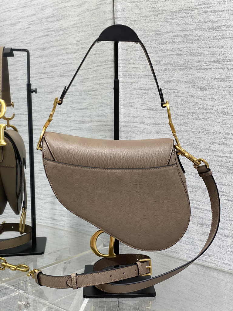 Dior Saddle Bag with Strap M0455 Warm Taupe Grained Calfskin