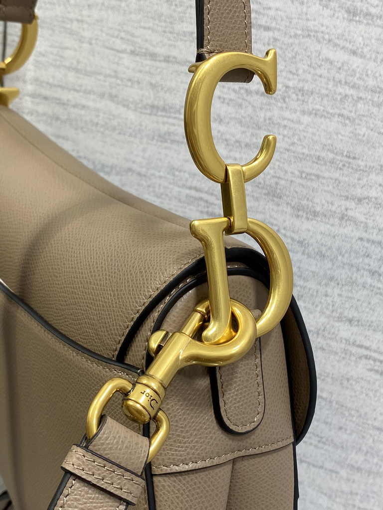 Dior Saddle Bag with Strap M0455 Warm Taupe Grained Calfskin