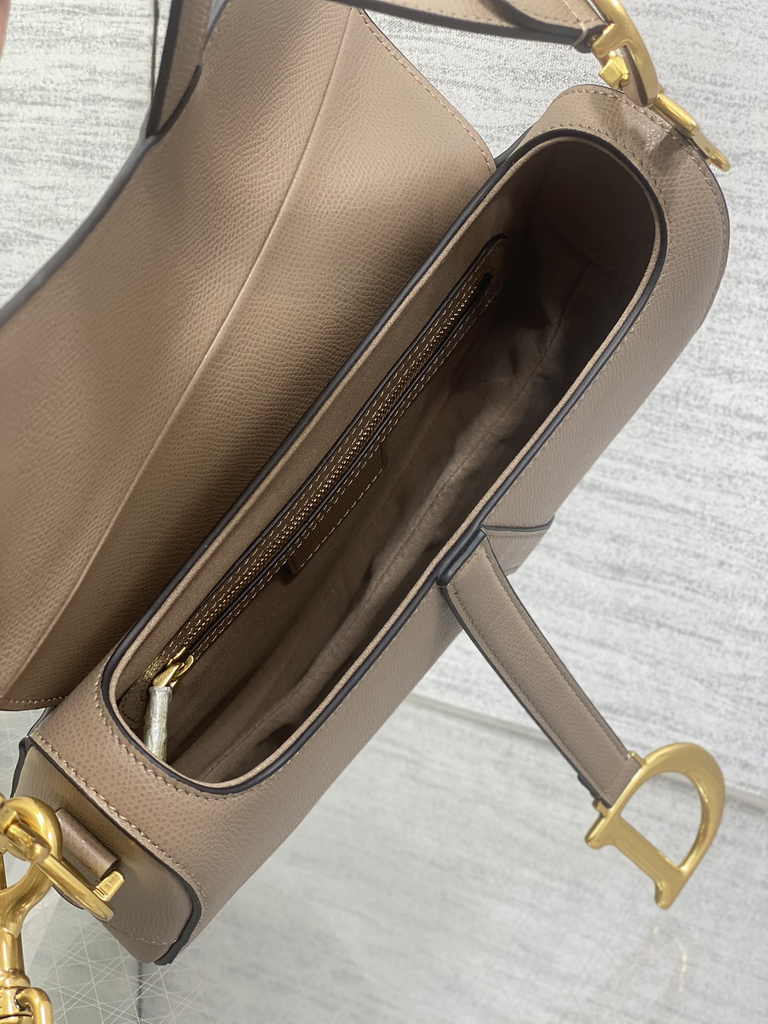 Dior Saddle Bag with Strap M0455 Warm Taupe Grained Calfskin