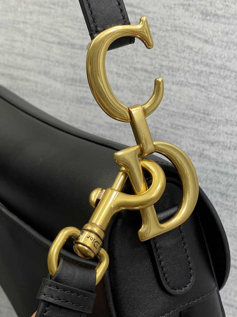 Dior Saddle Bag with Strap M0455 Black Smooth Calfskin