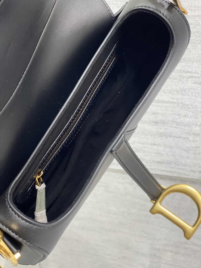 Dior Saddle Bag with Strap M0455 Black Smooth Calfskin