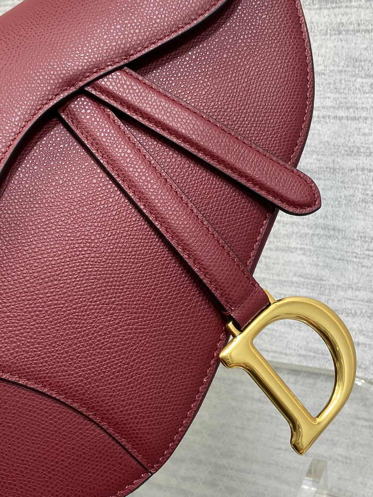 Dior Saddle Bag with Strap M0455 Red Grained Calfskin