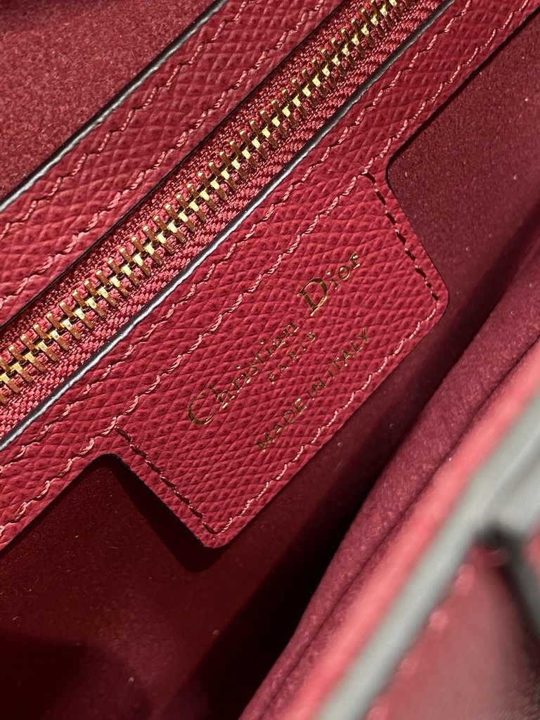 Dior Saddle Bag with Strap M0455 Red Grained Calfskin