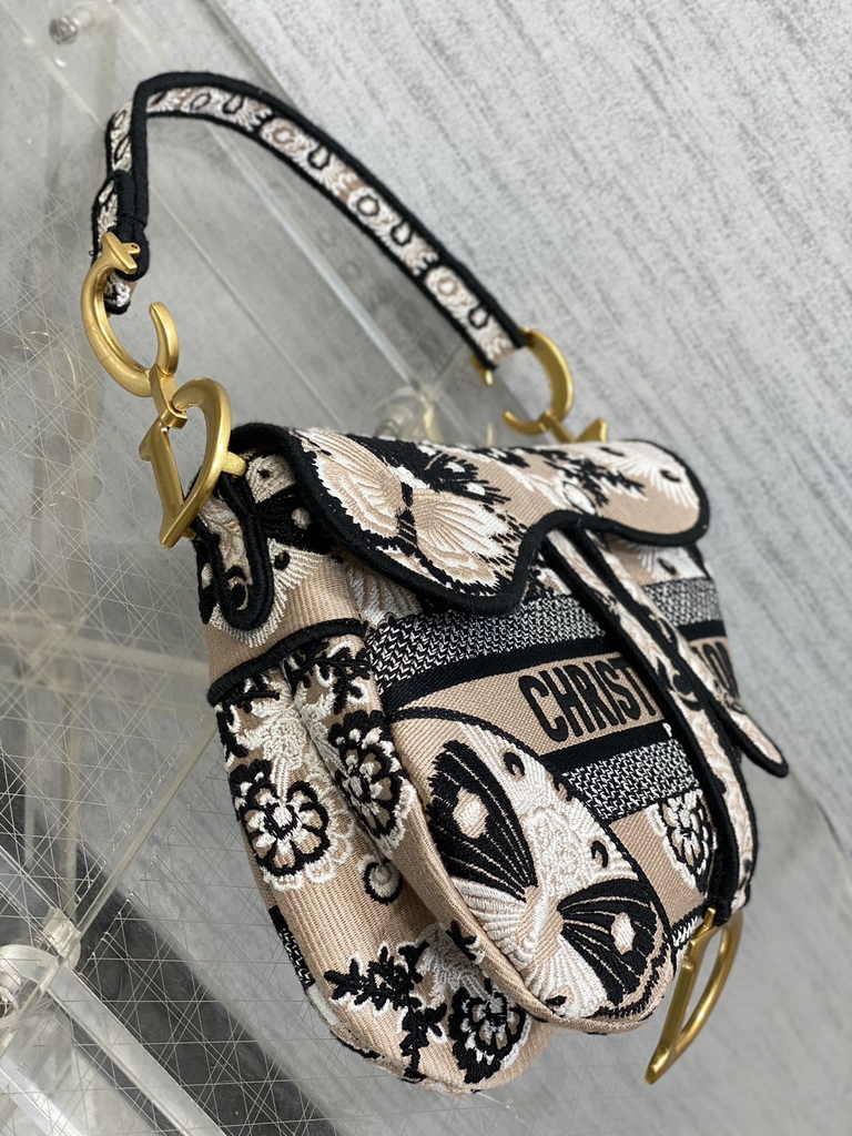 Dior Saddle Bag with Strap M0455 Beige Oblique Jacquard