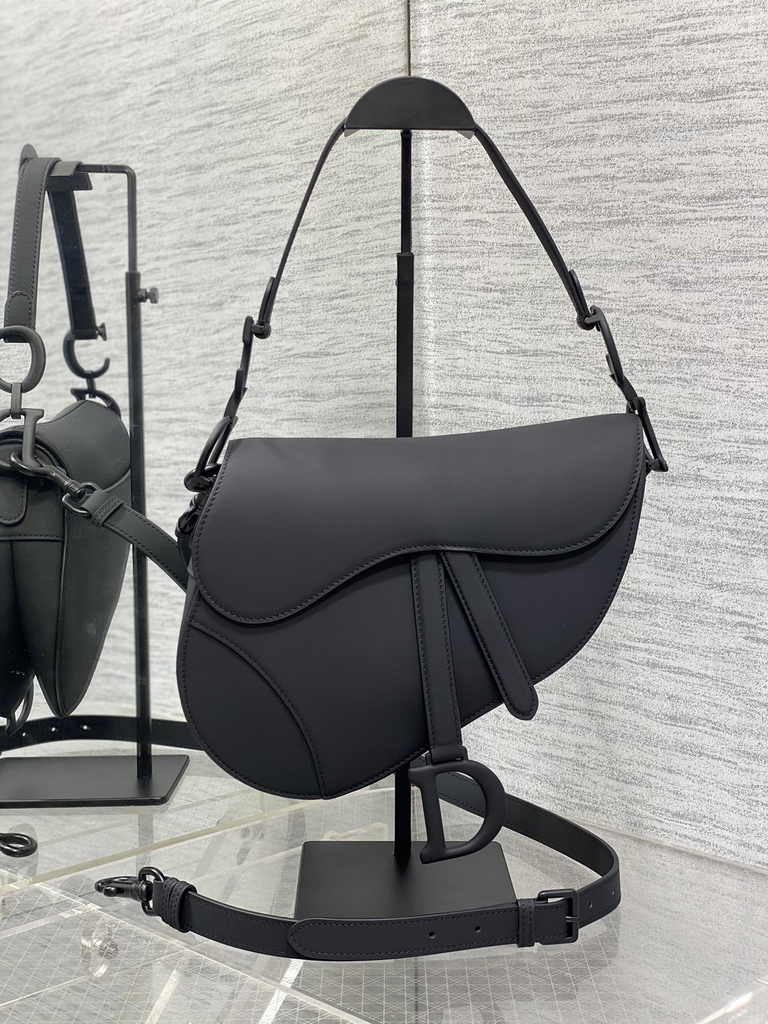 Dior Saddle Bag with Strap M0455 Black Ultramatte Calfskin
