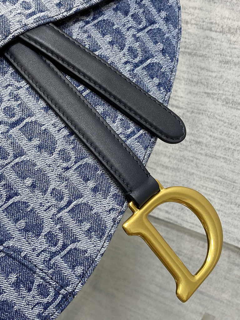Dior Saddle Bag with Strap M0455 Blue Denim Dior Oblique Jacquard