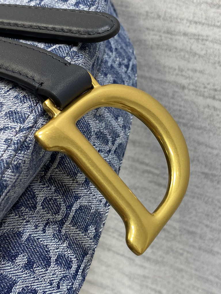 Dior Saddle Bag with Strap M0455 Blue Denim Dior Oblique Jacquard