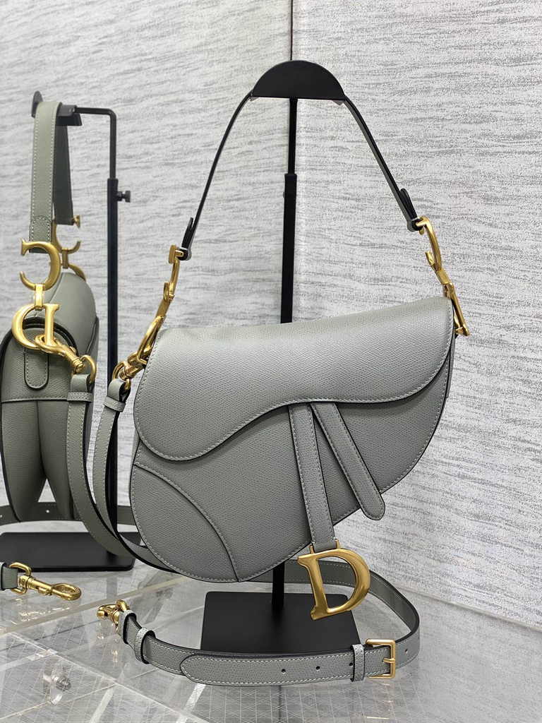 Dior Saddle Bag with Strap M0455 Green Grained Calfskin
