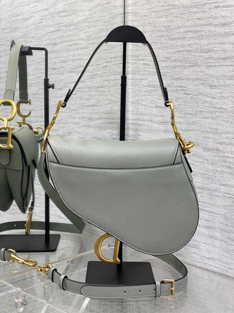 Dior Saddle Bag with Strap M0455 Green Grained Calfskin