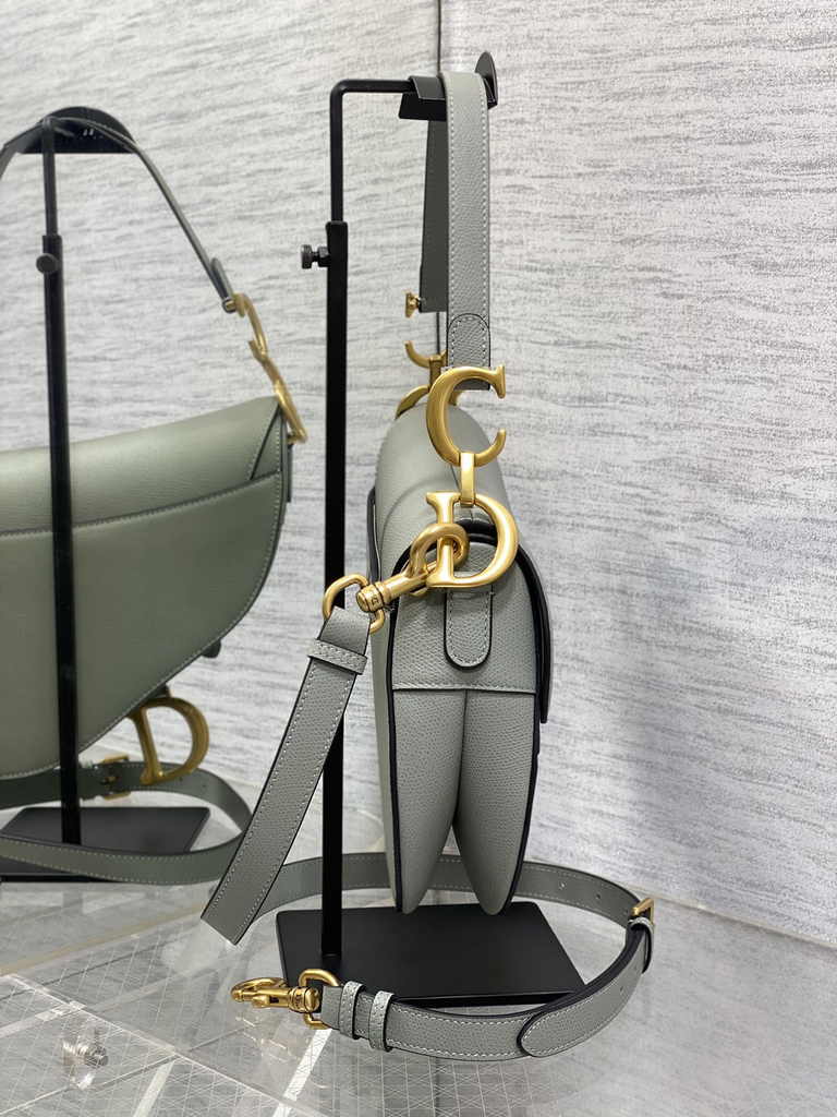 Dior Saddle Bag with Strap M0455 Green Grained Calfskin