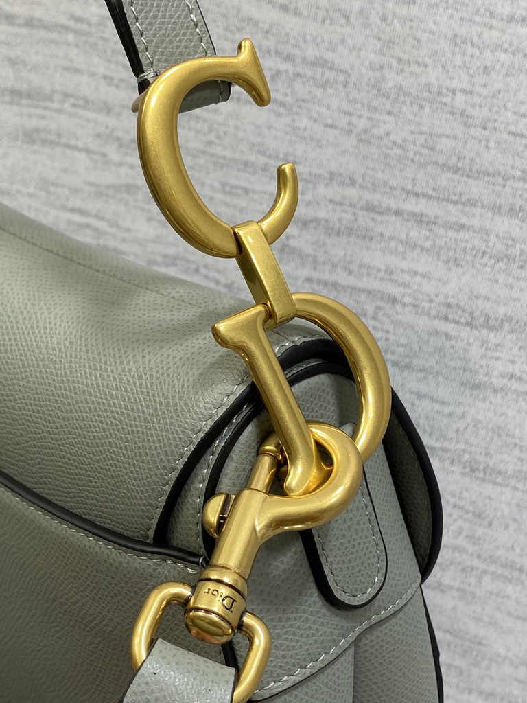 Dior Saddle Bag with Strap M0455 Green Grained Calfskin