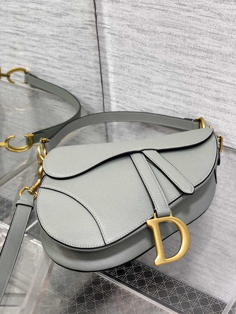 Dior Saddle Bag with Strap M0455 Green Grained Calfskin