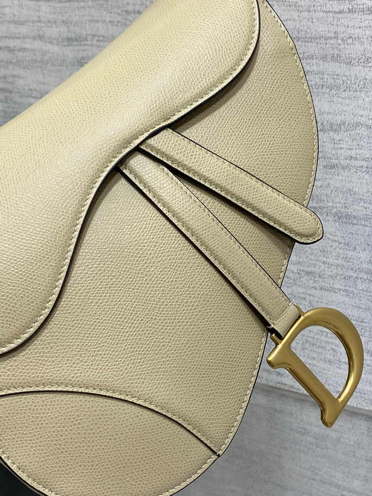 Dior Saddle Bag with Strap M0455 Apricot Grained Calfskin
