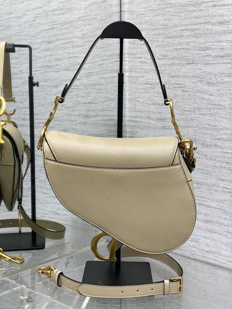 Dior Saddle Bag with Strap M0455 Apricot Grained Calfskin