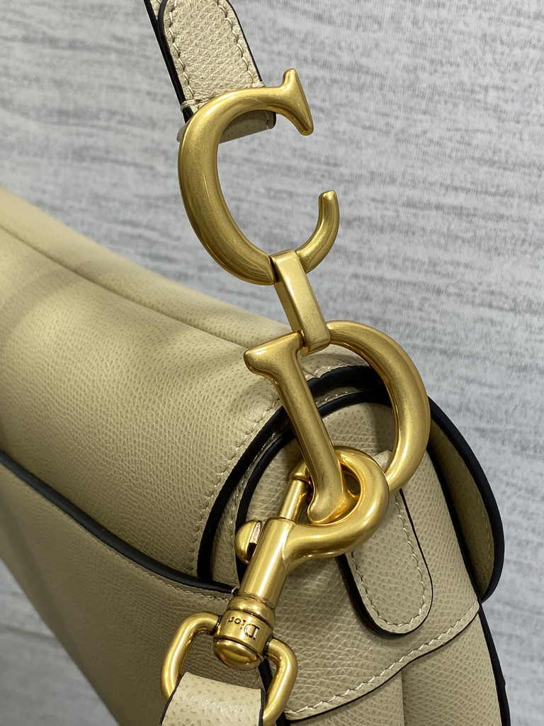 Dior Saddle Bag with Strap M0455 Apricot Grained Calfskin