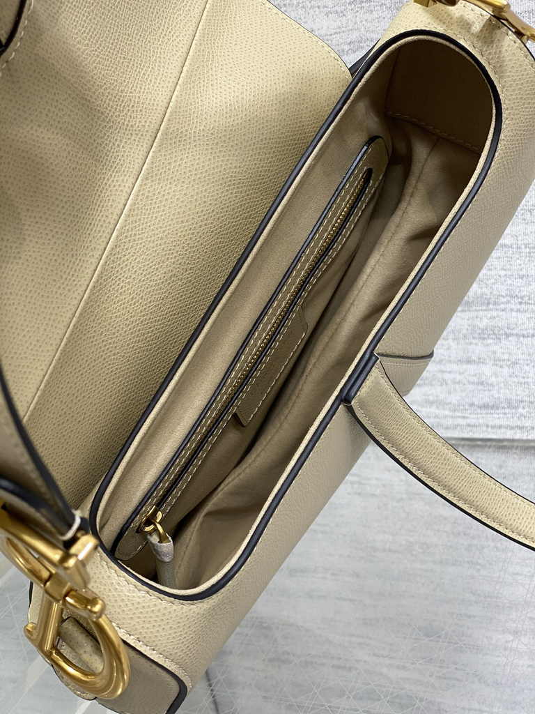 Dior Saddle Bag with Strap M0455 Apricot Grained Calfskin