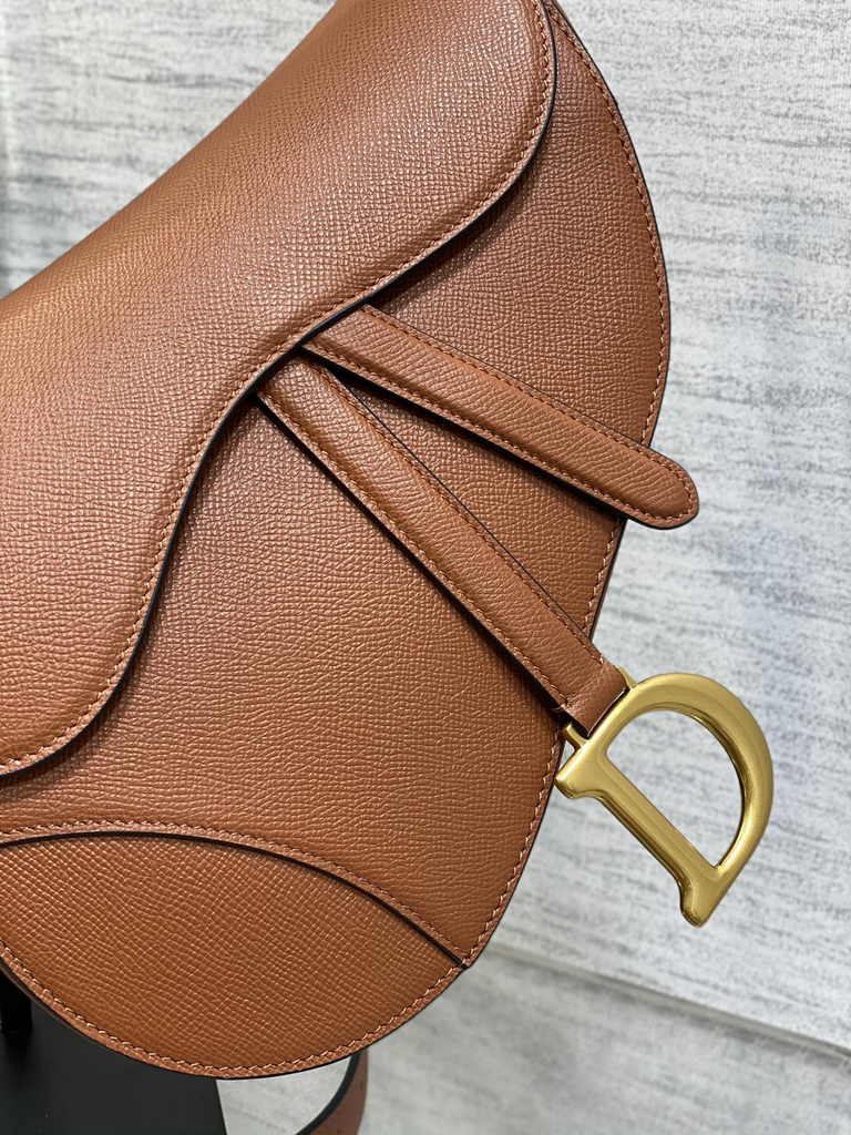 Dior Saddle Bag with Strap M0455 Tan Grained Calfskin