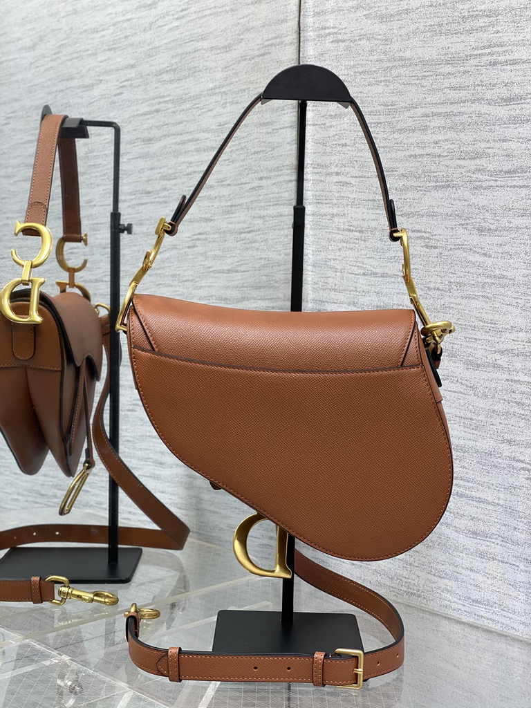 Dior Saddle Bag with Strap M0455 Tan Grained Calfskin