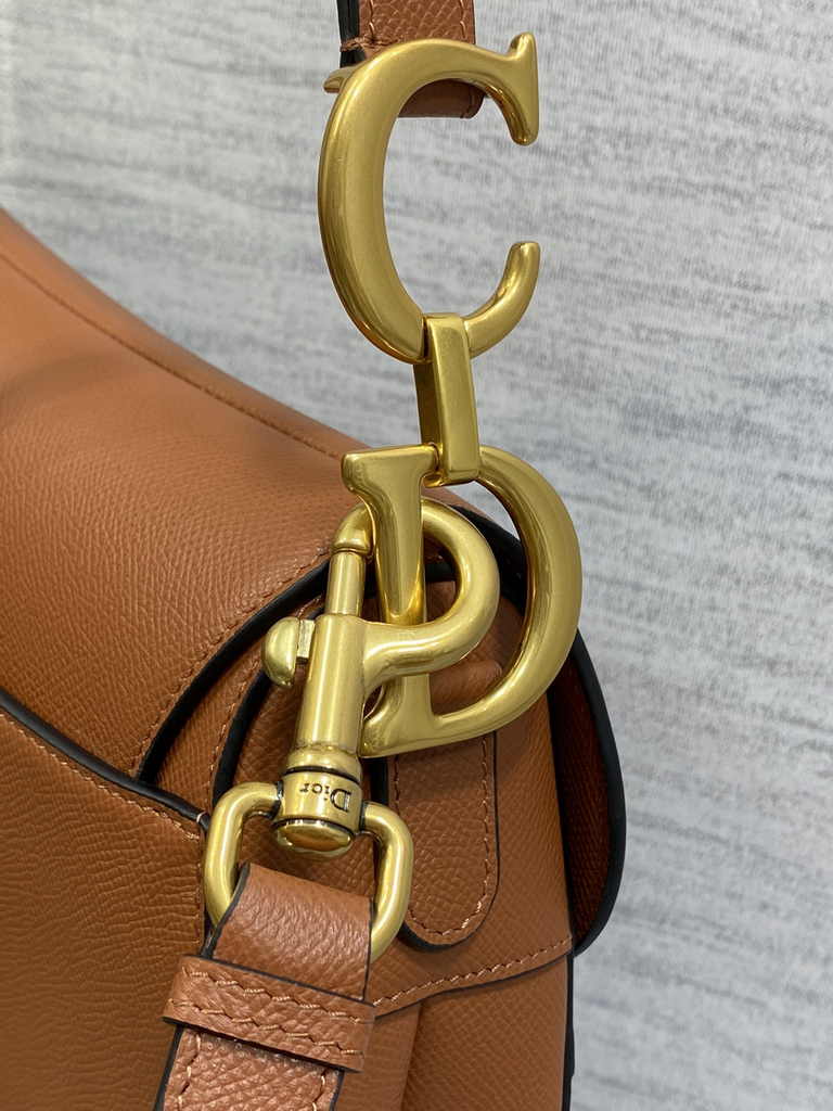 Dior Saddle Bag with Strap M0455 Tan Grained Calfskin