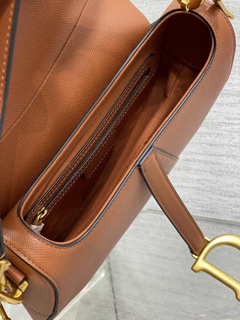 Dior Saddle Bag with Strap M0455 Tan Grained Calfskin