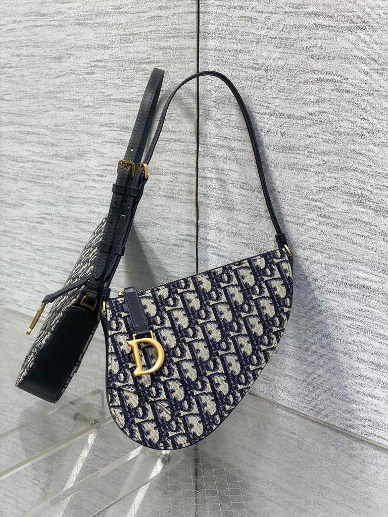 Dior Saddle Rodeo Pouch S5909 Blue Dior Oblique Jacquard