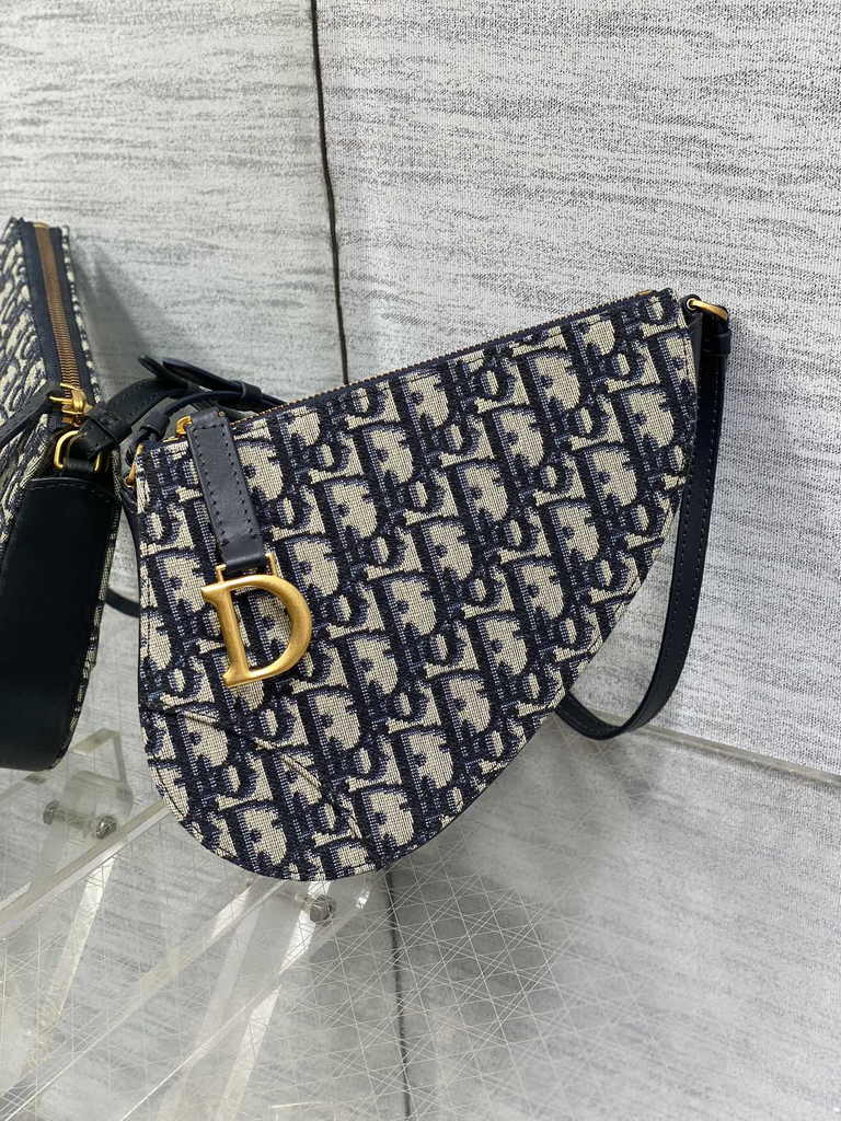 Dior Saddle Rodeo Pouch S5909 Blue Dior Oblique Jacquard