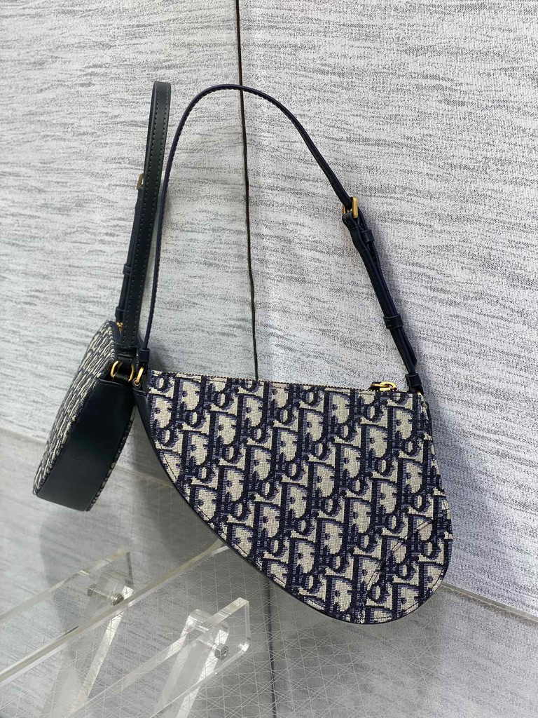 Dior Saddle Rodeo Pouch S5909 Blue Dior Oblique Jacquard