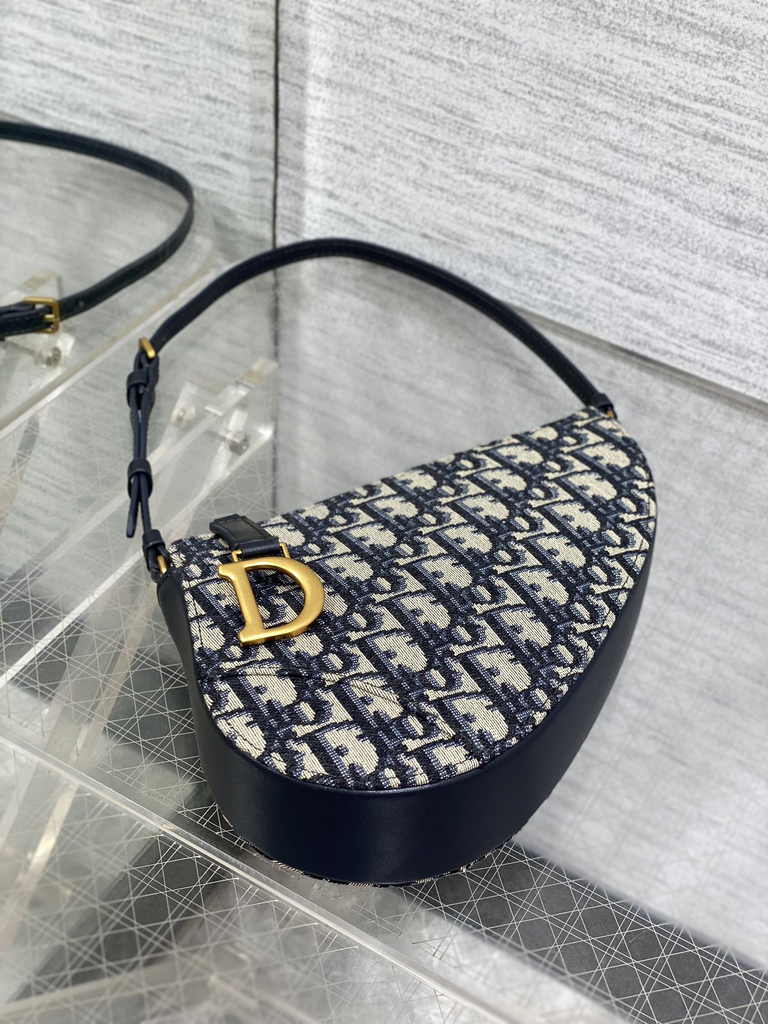 Dior Saddle Rodeo Pouch S5909 Blue Dior Oblique Jacquard