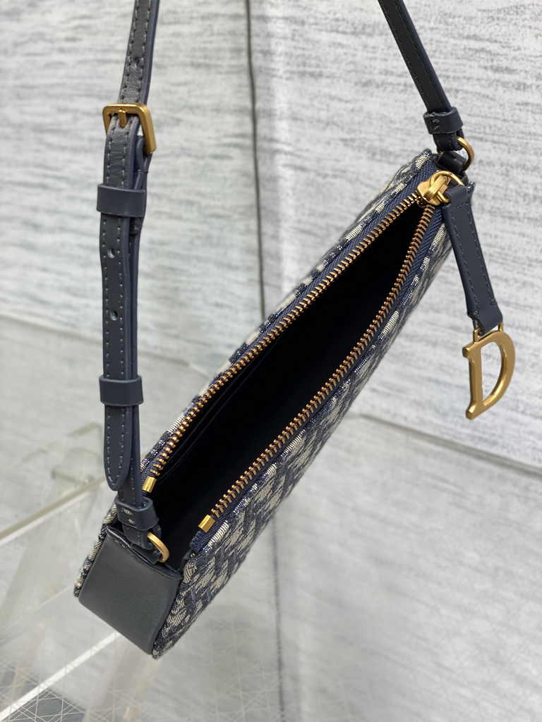 Dior Saddle Rodeo Pouch S5909 Blue Dior Oblique Jacquard