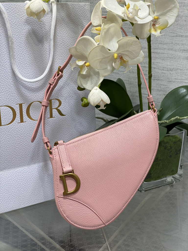 Dior Saddle Shoulder Pouch S5909 Melocoton Pink Goatskin