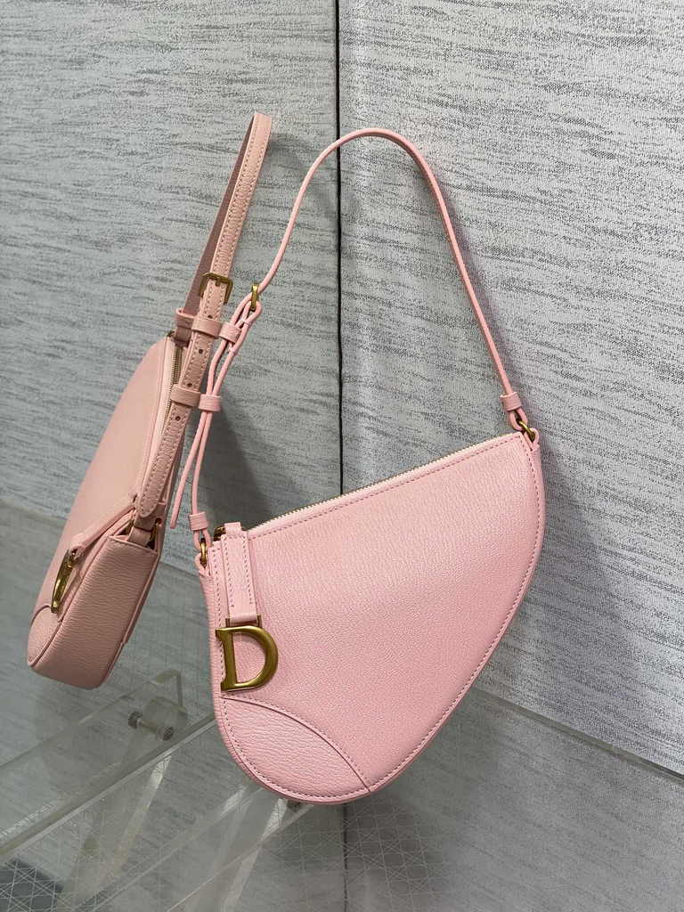 Dior Saddle Shoulder Pouch S5909 Melocoton Pink Goatskin