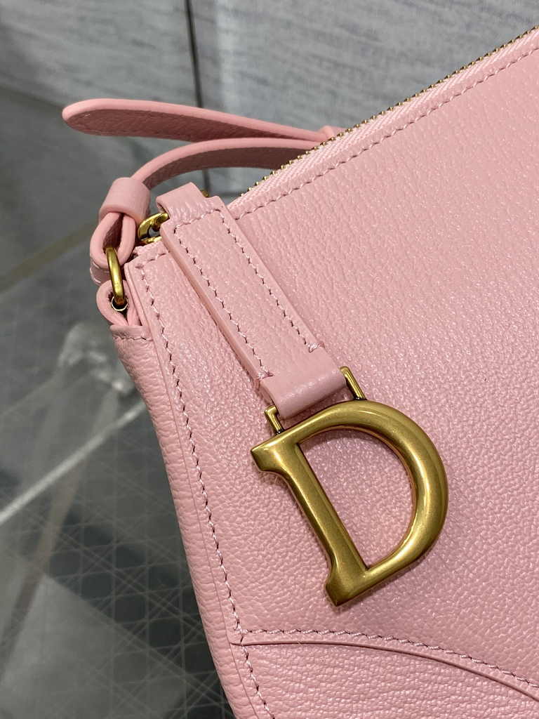 Dior Saddle Shoulder Pouch S5909 Melocoton Pink Goatskin