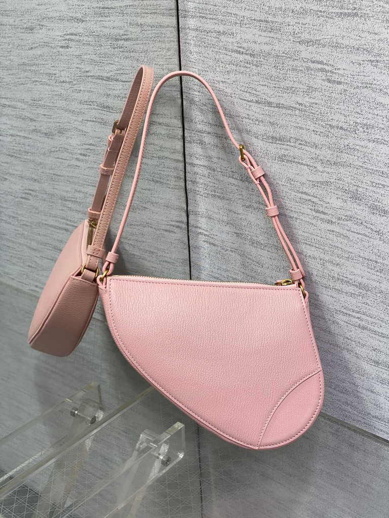 Dior Saddle Shoulder Pouch S5909 Melocoton Pink Goatskin