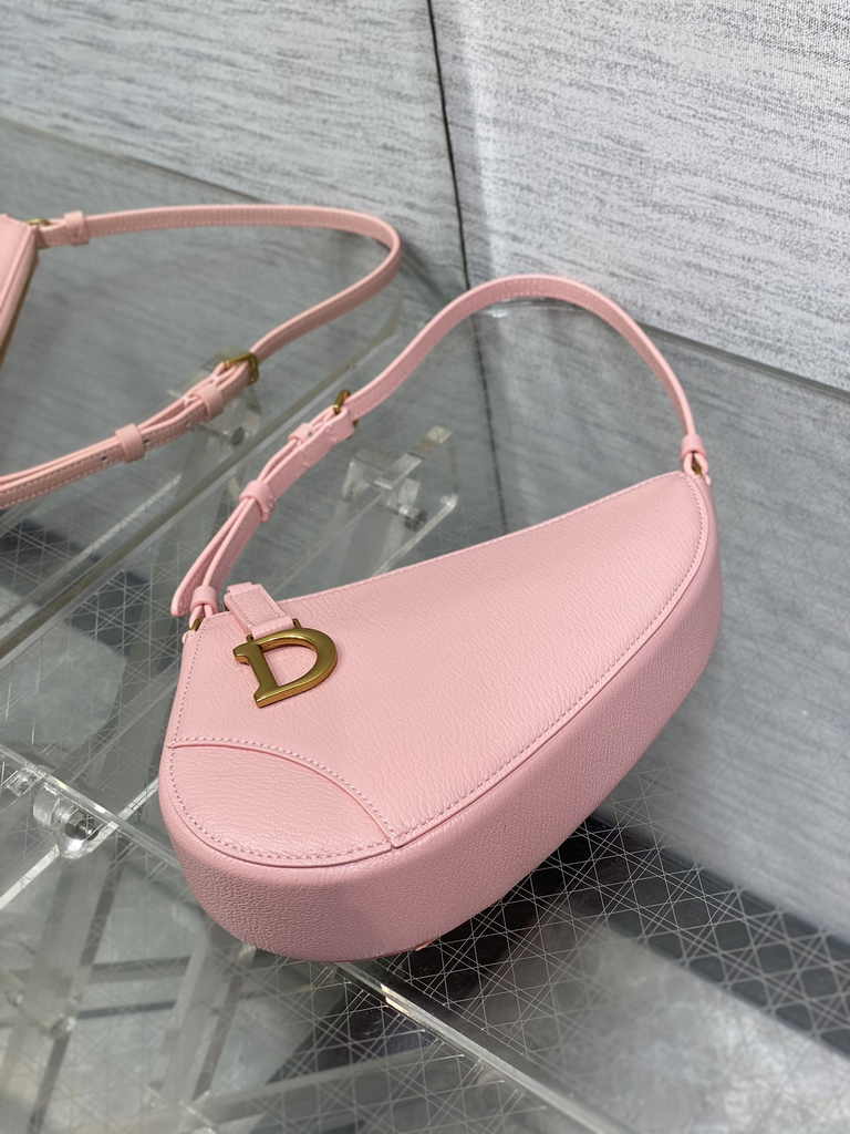 Dior Saddle Shoulder Pouch S5909 Melocoton Pink Goatskin