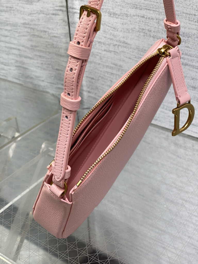 Dior Saddle Shoulder Pouch S5909 Melocoton Pink Goatskin