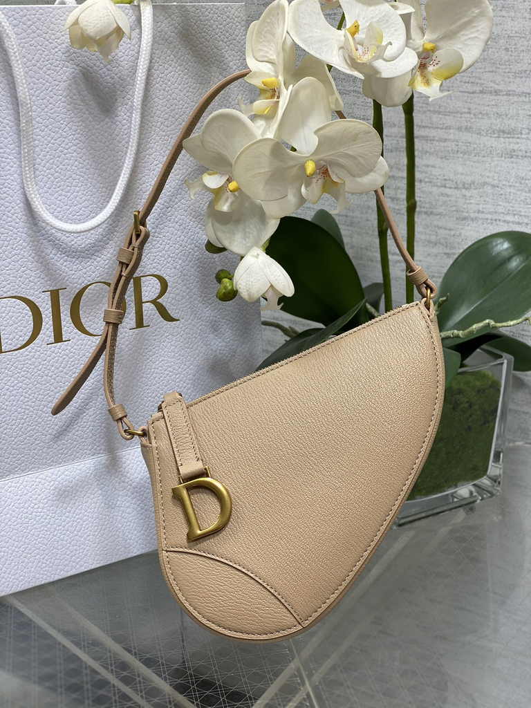 Dior Saddle Shoulder Pouch S5909 Biscuit Goatskin