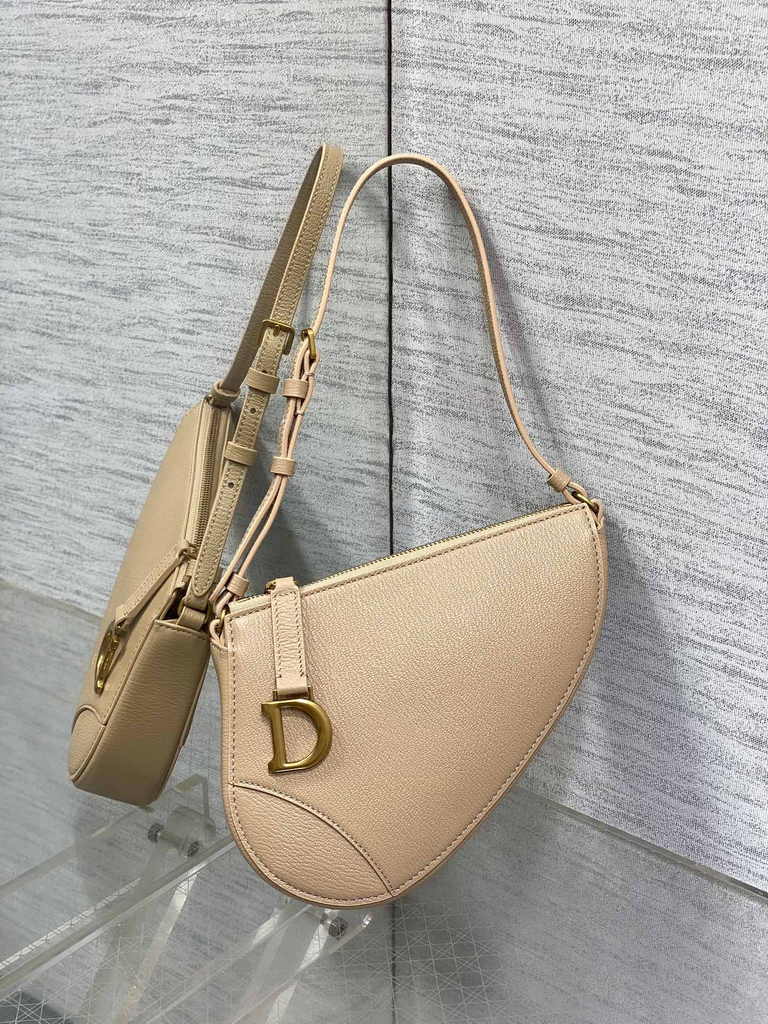 Dior Saddle Shoulder Pouch S5909 Biscuit Goatskin