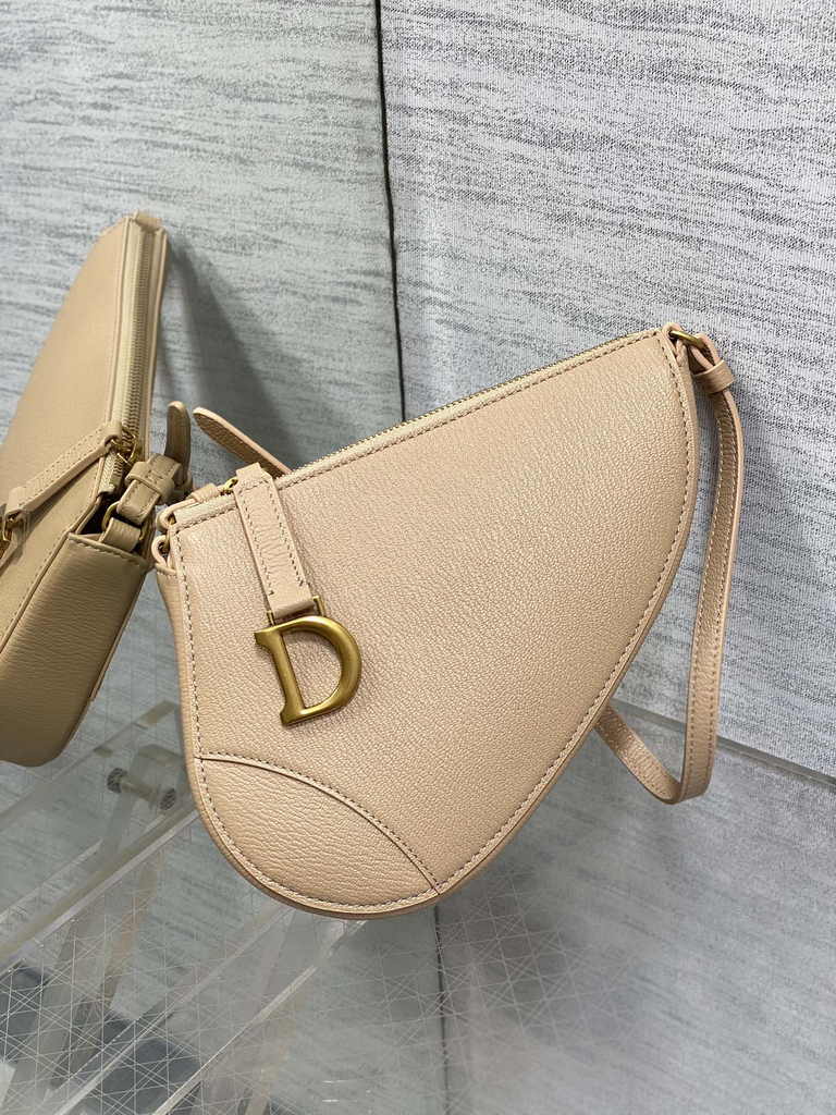 Dior Saddle Shoulder Pouch S5909 Biscuit Goatskin