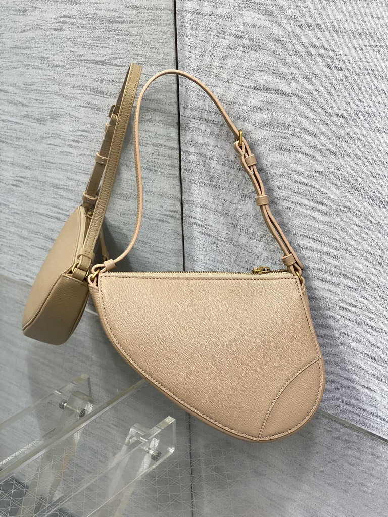 Dior Saddle Shoulder Pouch S5909 Biscuit Goatskin