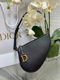 Dior Saddle Shoulder Pouch S5909 Black Goatskin