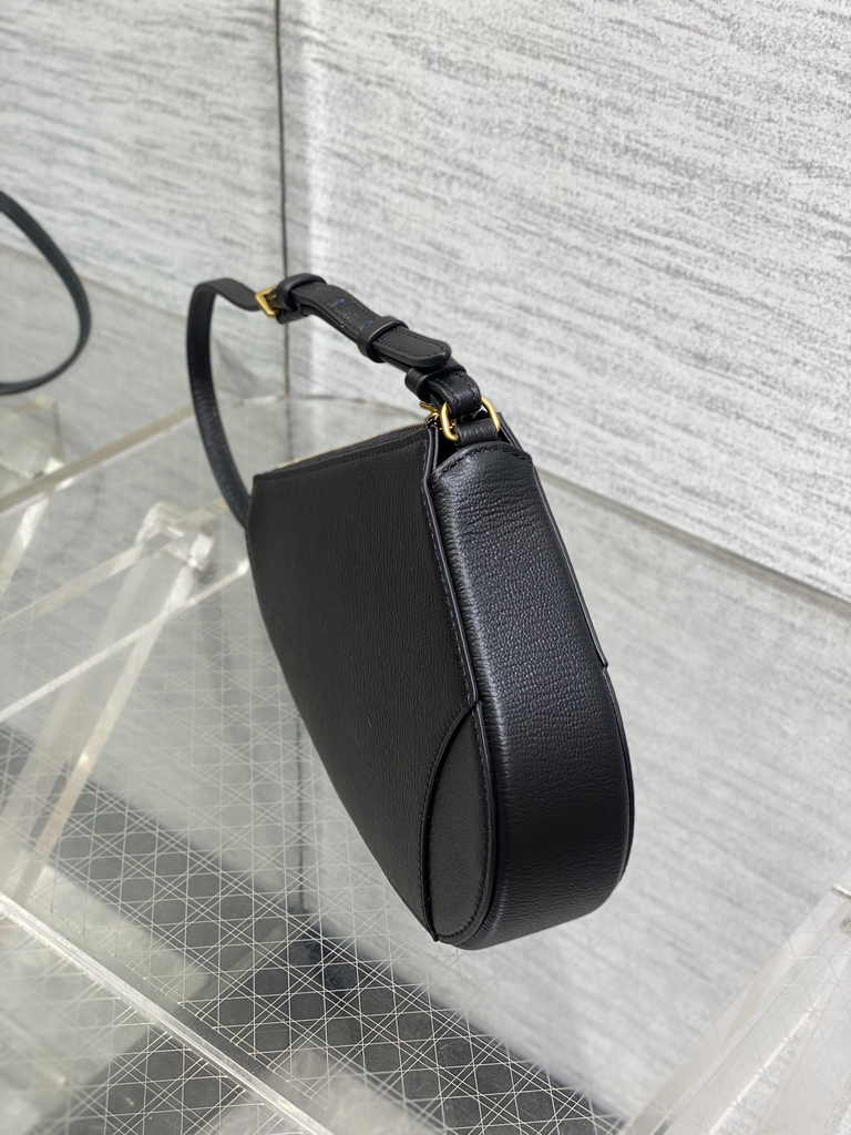 Dior Saddle Shoulder Pouch S5909 Black Goatskin
