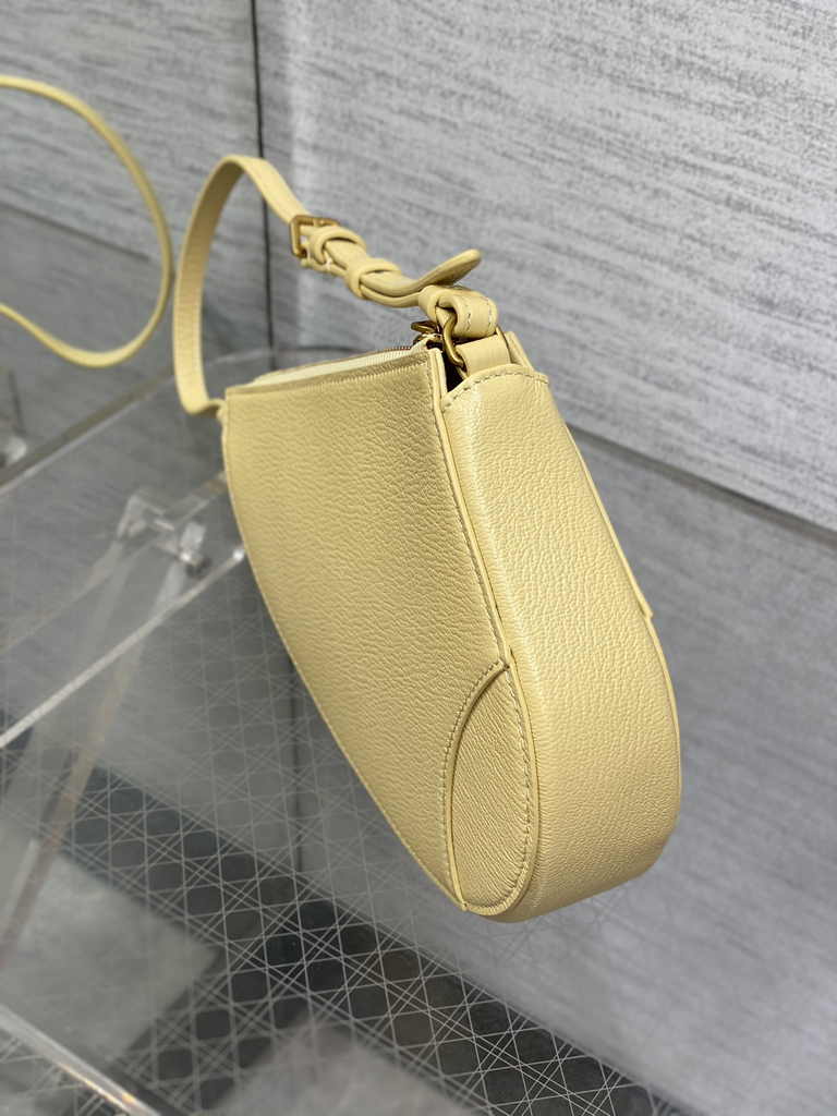 Dior Saddle Shoulder Pouch S5909 Pastel Yellow Goatskin