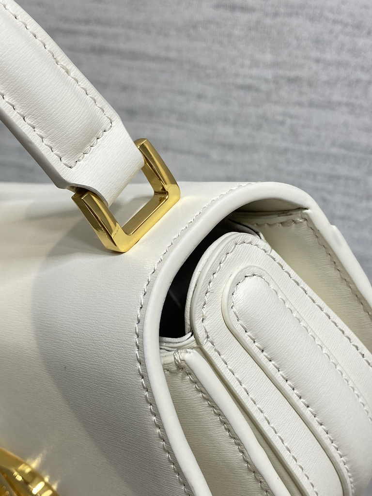 Dior Small 30 Montaigne Avenue Top Handle Bag M9370 White Ribbed Calfskin - Default Title - View 9