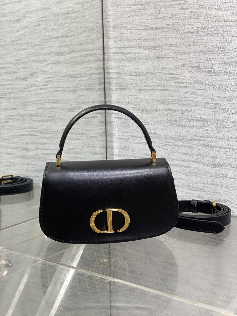Dior Small 30 Montaigne Avenue Top Handle Bag M9370 Black Ribbed Calfskin - Default Title - View 2