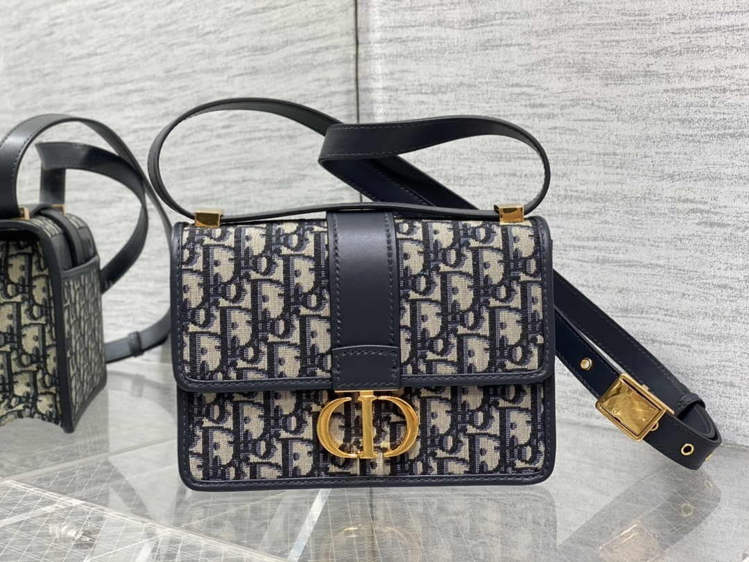 Dior Small 30 Montaigne Bag M9234 Blue Oblique Jacquard