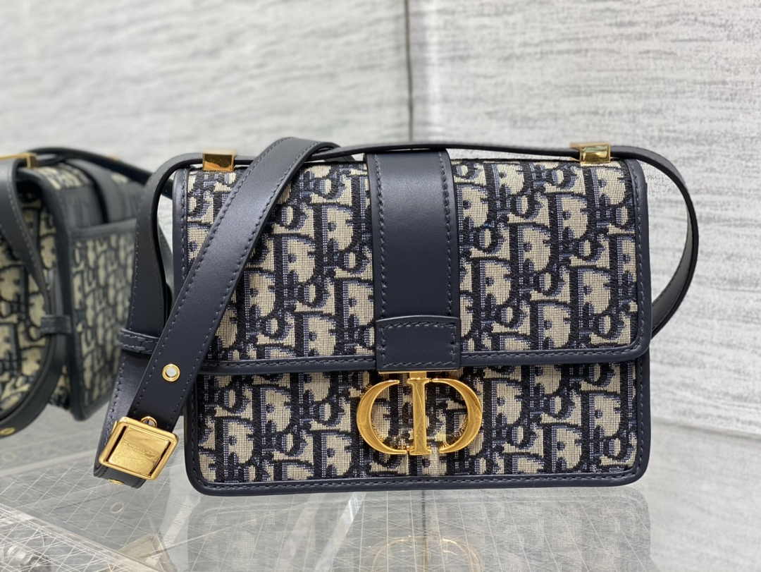 Dior Small 30 Montaigne Bag M9234 Blue Oblique Jacquard