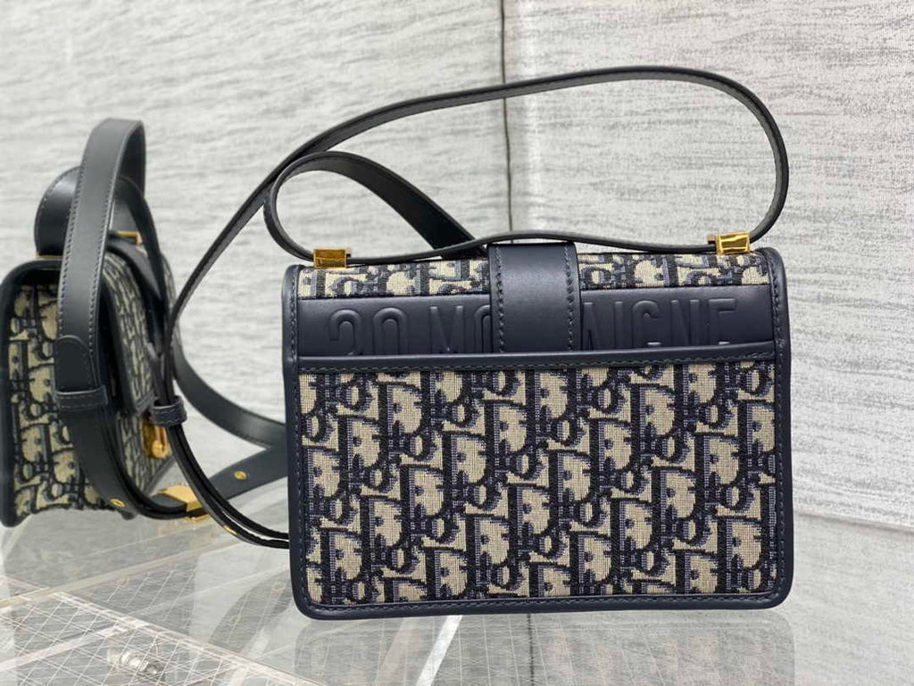 Dior Small 30 Montaigne Bag M9234 Blue Oblique Jacquard