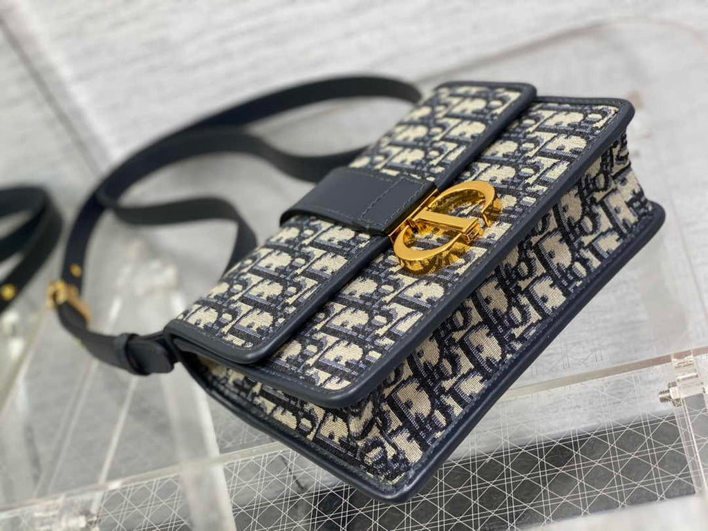 Dior Small 30 Montaigne Bag M9234 Blue Oblique Jacquard