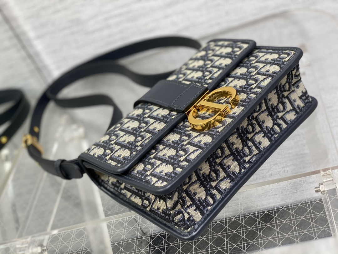 Dior Small 30 Montaigne Bag M9234 Blue Oblique Jacquard